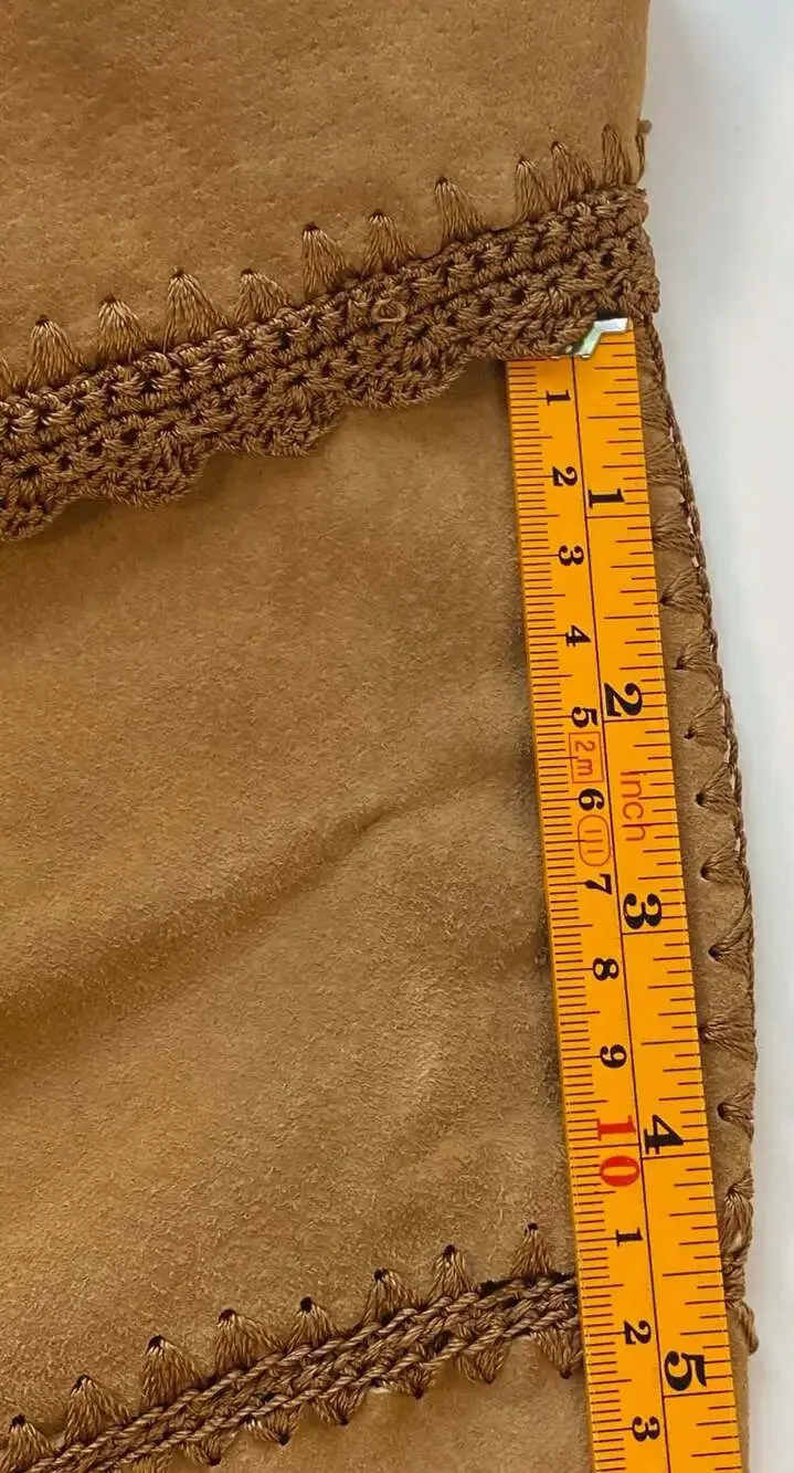 Carducci Vintage Suede Patchwork Jacket with Crochet Lace Trim Size L